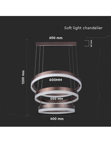 213991-Lampadario LED a Sospensione con  Cerchi  in Metallo Colore Caffè  Triac Dimmerabile-2