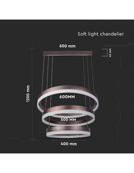 213991-Lampadario LED a Sospensione con  Cerchi  in Metallo Colore Caffè  Triac Dimmerabile-2