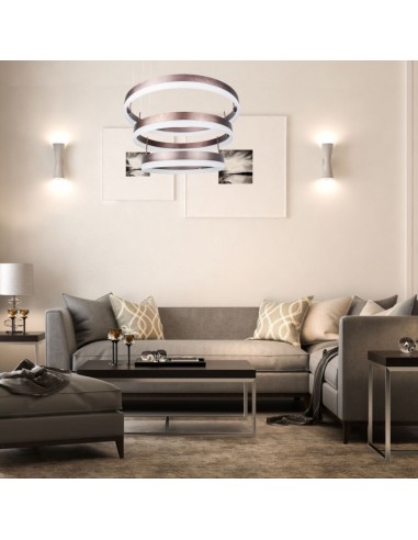 213991-Lampadario LED a Sospensione con  Cerchi  in Metallo Colore Caffè  Triac Dimmerabile-4