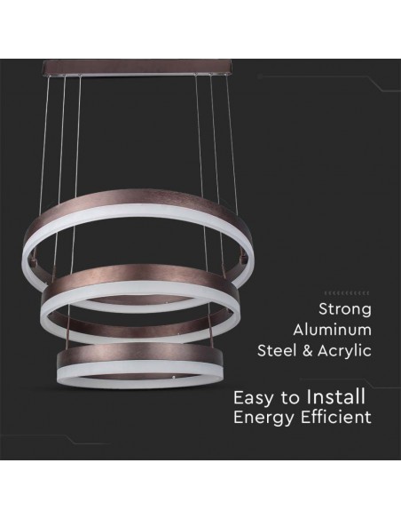 213991-Lampadario LED a Sospensione con  Cerchi  in Metallo Colore Caffè  Triac Dimmerabile-6