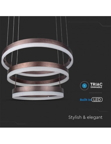 213991-Lampadario LED a Sospensione con  Cerchi  in Metallo Colore Caffè  Triac Dimmerabile-7