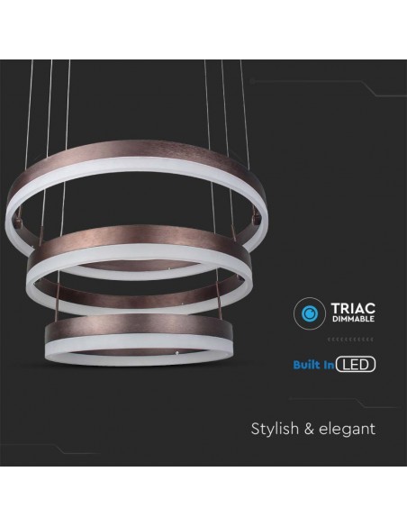 213991-Lampadario LED a Sospensione con  Cerchi  in Metallo Colore Caffè  Triac Dimmerabile-7