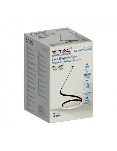 2140311-Lampada LED da Tavolo  Cavo di Alimentazione e Interruttore con Presa EU Colore Nero -2