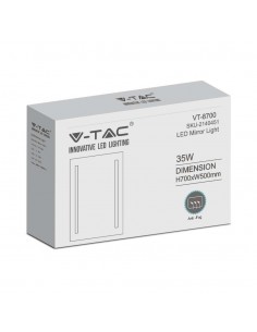 2140451-Specchio LED Rettangolare da Bagno  LM/W con Anti Appannamento   IP-1 2