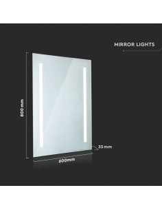 2140471-Specchio LED Rettangolare da Bagno  LM/W con Anti Appannamento   IP-1 2