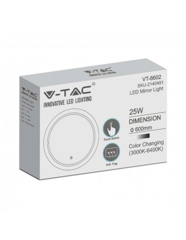 2140491-Specchio LED Rotondo  con Sistema Anti-appannamento Interruttore Touch  in  xmm IP-2