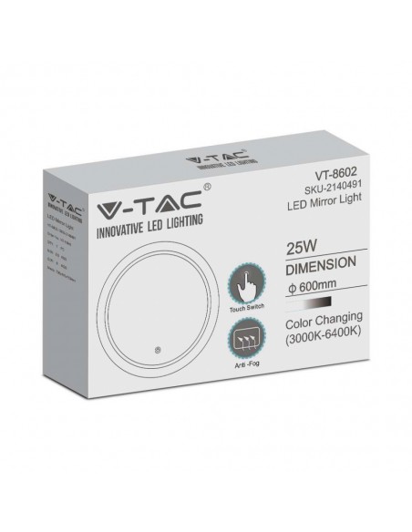 2140491-Specchio LED Rotondo  con Sistema Anti-appannamento Interruttore Touch  in  xmm IP-2