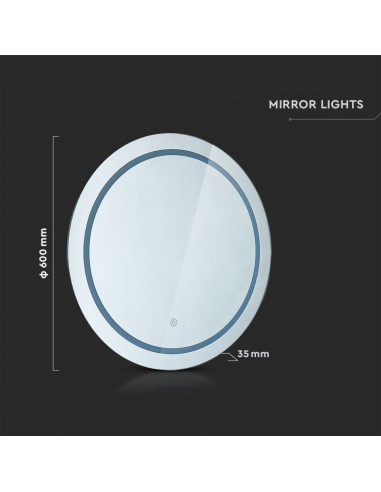 2140491-Specchio LED Rotondo  con Sistema Anti-appannamento Interruttore Touch  in  xmm IP-3