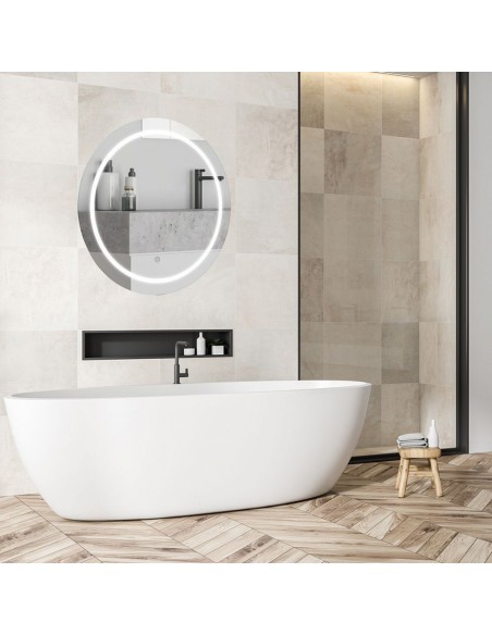 2140491-Specchio LED Rotondo  con Sistema Anti-appannamento Interruttore Touch  in  xmm IP-5