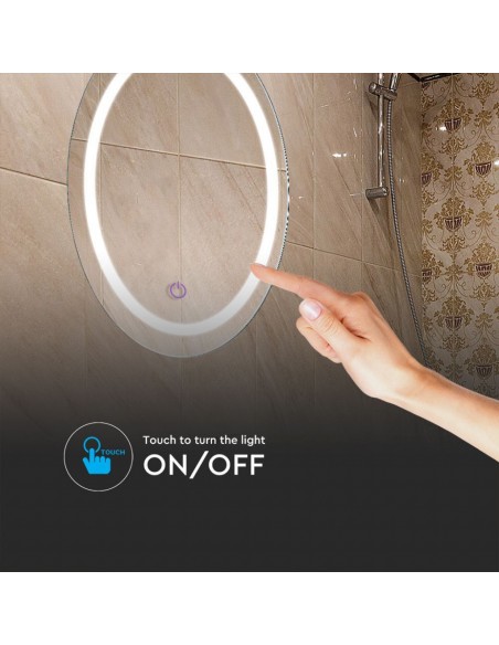 2140491-Specchio LED Rotondo  con Sistema Anti-appannamento Interruttore Touch  in  xmm IP-7
