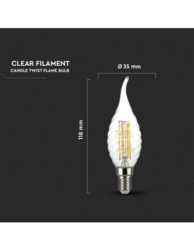 214308-Lampadina LED E  LM/W Candela a Fiamma Tortiglione Filamento -3
