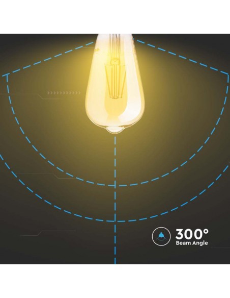 Lampadina LED E27 6W ST64 Filamento Ambrato 2200K