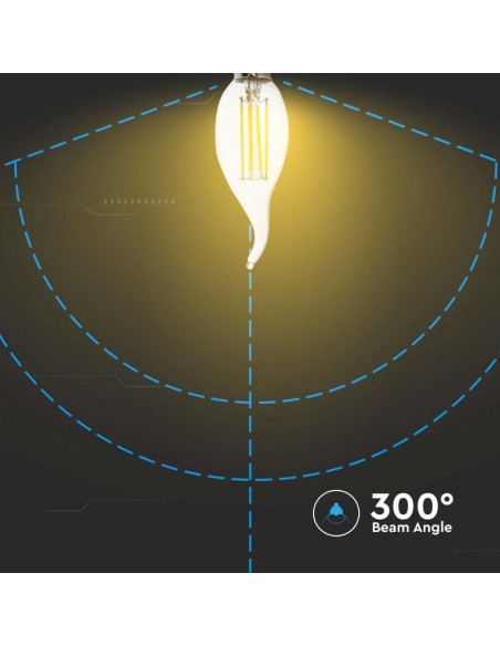 Lampadina LED E14 4W Candela a Fiamma Filamento 4000K