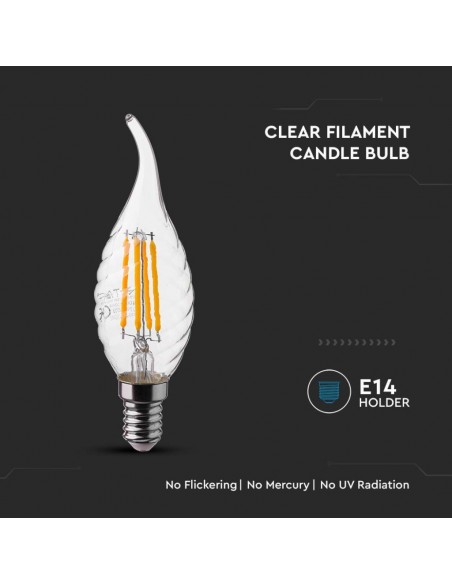 214431-Lampadina LED E  LM/W Candela a Fiamma Tortiglione Filamento -6