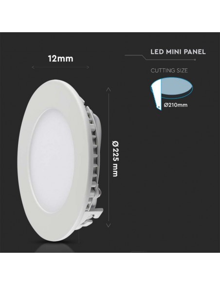 214861-Mini Pannello LED  Rotondo da Incasso Compatibile con Foro mm Colore Bianco -3