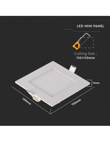 214865-Mini Pannello LED  Montaggio ad Incasso Quadrato -4