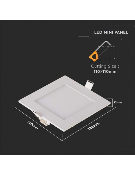 214865-Mini Pannello LED  Montaggio ad Incasso Quadrato -4