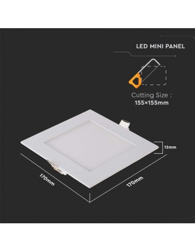 214867-Mini Pannello LED  Montaggio ad Incasso Quadrato -4