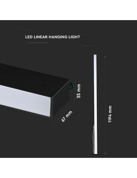 21600-Plafoniera LED Chip Samsung a Sospensione  Lineare Colore Nero -3