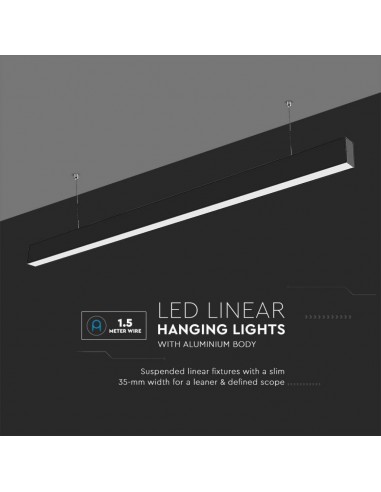 21600-Plafoniera LED Chip Samsung a Sospensione  Lineare Colore Nero -7