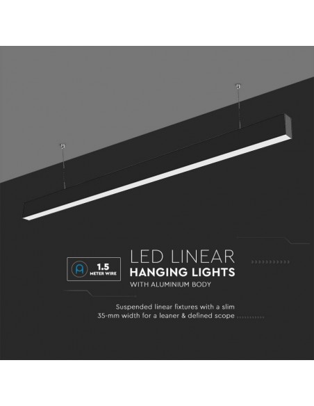 21600-Plafoniera LED Chip Samsung a Sospensione  Lineare Colore Nero -7