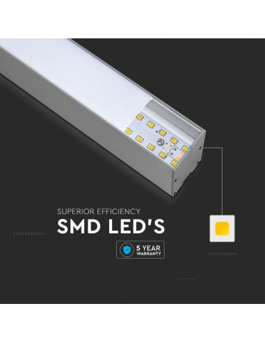 21601-Plafoniera LED Chip Samsung a Sospensione  Lineare Colore Argento -7