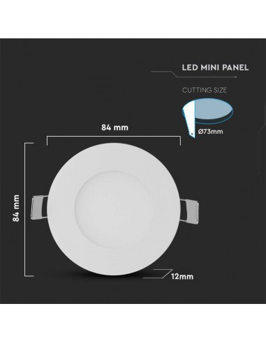 216293-Mini Pannello LED  Montaggio ad Incasso Rotondo Colore Bianco -2