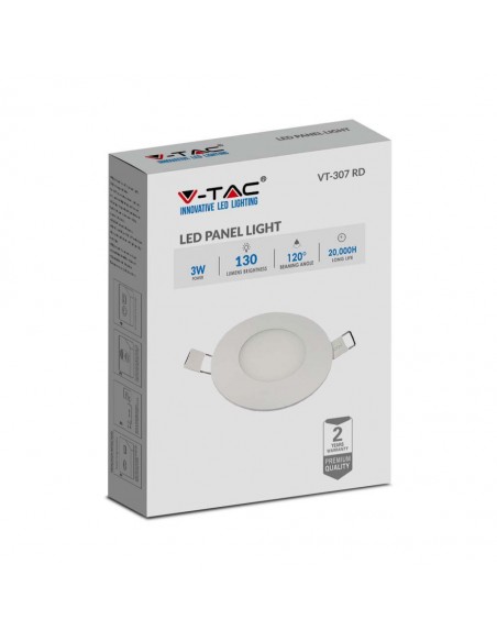 216294-Mini Pannello LED  Montaggio ad Incasso Rotondo Colore Bianco -2