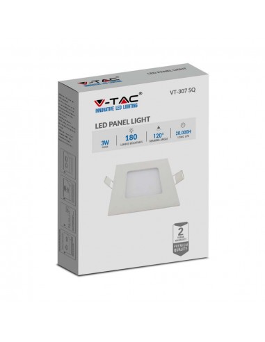 216296-Mini Pannello LED  Montaggio ad Incasso Quadrato Colore Bianco -2