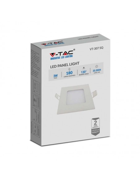 216296-Mini Pannello LED  Montaggio ad Incasso Quadrato Colore Bianco -2