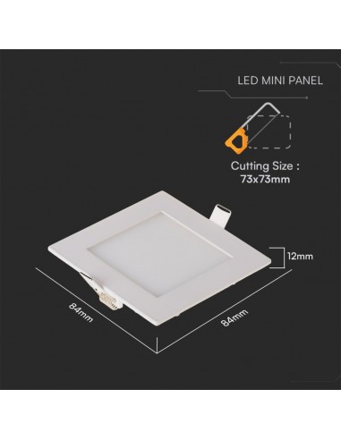216297-Mini Pannello LED  Montaggio ad Incasso Quadrato Colore Bianco -3