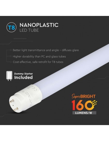 216476-Tubo LED T  G cm LM/W in Nanoplastica Incluso Starter Non Ruotabile -6