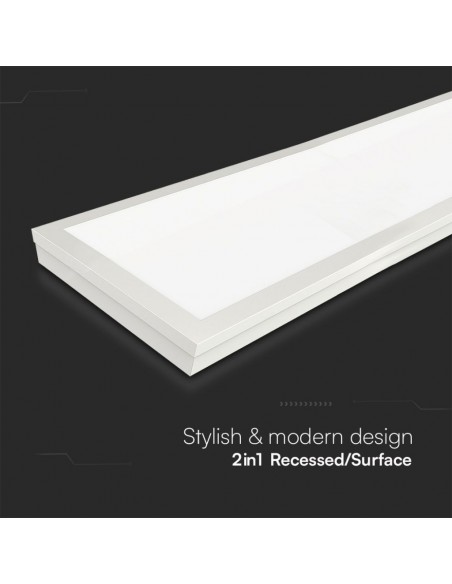Pannello LED Chip Samsung 40W 110LM/W Installazione 2in1 da Incasso/Plafone, Driver Integrato, 1200x300mm Bianco 4000K