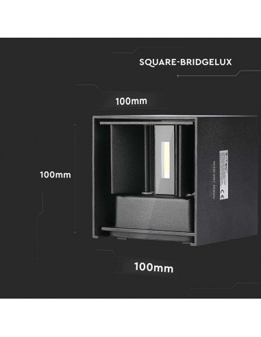 217078-Lampada LED da Muro Quadrata Doppio LED COB  LM/W Colore Nero Satinato Fascio Luminoso Regolabile  -2