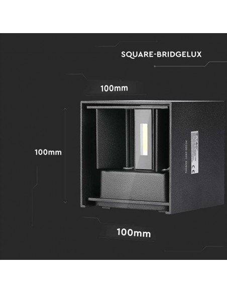 217078-Lampada LED da Muro Quadrata Doppio LED COB  LM/W Colore Nero Satinato Fascio Luminoso Regolabile  -2