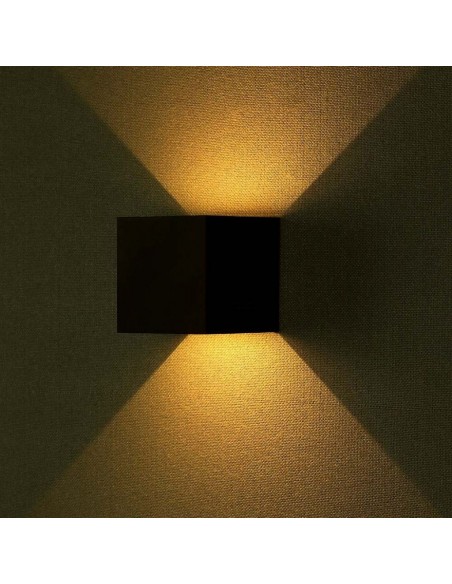 217078-Lampada LED da Muro Quadrata Doppio LED COB  LM/W Colore Nero Satinato Fascio Luminoso Regolabile  -4