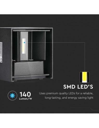 217078-Lampada LED da Muro Quadrata Doppio LED COB  LM/W Colore Nero Satinato Fascio Luminoso Regolabile  -6