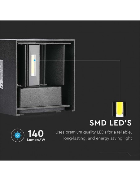 217078-Lampada LED da Muro Quadrata Doppio LED COB  LM/W Colore Nero Satinato Fascio Luminoso Regolabile  -6