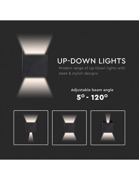 217078-Lampada LED da Muro Quadrata Doppio LED COB  LM/W Colore Nero Satinato Fascio Luminoso Regolabile  -7