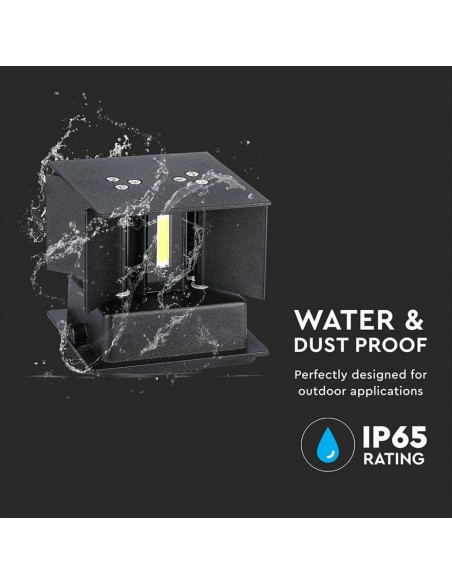 Lampada LED da Muro Quadrata Doppio LED COB 5W 140LM/W Nero Satinato Fascio Luminoso Regolabile 3000K IP65