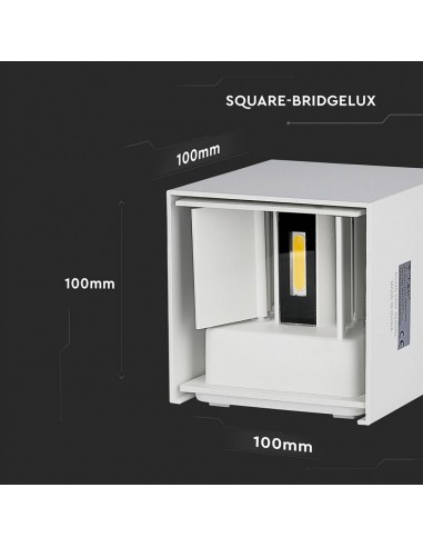 217079-Lampada LED da Muro Quadrata Doppio LED COB  LM/W Colore Bianco Satinato Fascio Luminoso Regolabile  -2