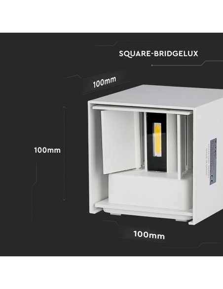 217079-Lampada LED da Muro Quadrata Doppio LED COB  LM/W Colore Bianco Satinato Fascio Luminoso Regolabile  -2