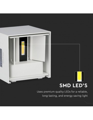 217079-Lampada LED da Muro Quadrata Doppio LED COB  LM/W Colore Bianco Satinato Fascio Luminoso Regolabile  -7