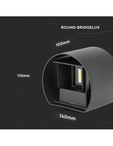 217081-Lampada LED da Muro Arrotondata Doppio LED COB  LM/W Colore Nero Satinato Fascio Luminoso Regolabile  -2