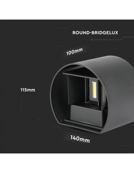 217081-Lampada LED da Muro Arrotondata Doppio LED COB  LM/W Colore Nero Satinato Fascio Luminoso Regolabile  -2