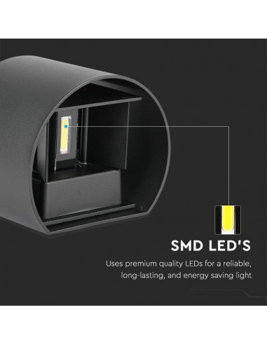 217081-Lampada LED da Muro Arrotondata Doppio LED COB  LM/W Colore Nero Satinato Fascio Luminoso Regolabile  -6