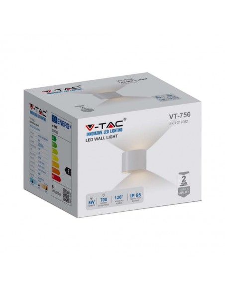 217082-Lampada LED da Muro Arrotondata Doppio LED COB  LM/W Colore Bianco Satinato Fascio Luminoso Regolabile  -2