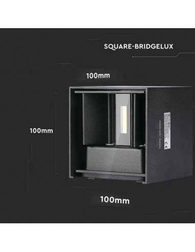 217087-Lampada LED da Muro Quadrata Doppio LED COB  LM/W Colore Nero Satinato Fascio Luminoso Regolabile  -3