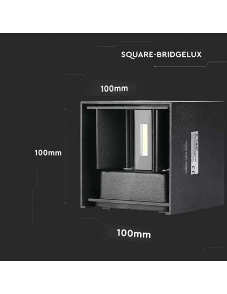 217087-Lampada LED da Muro Quadrata Doppio LED COB  LM/W Colore Nero Satinato Fascio Luminoso Regolabile  -3