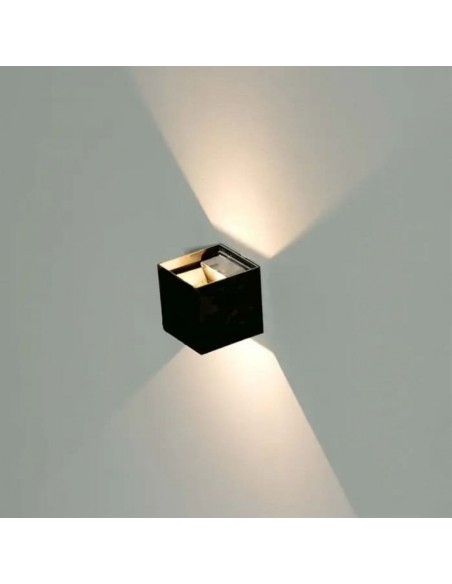 217087-Lampada LED da Muro Quadrata Doppio LED COB  LM/W Colore Nero Satinato Fascio Luminoso Regolabile  -5